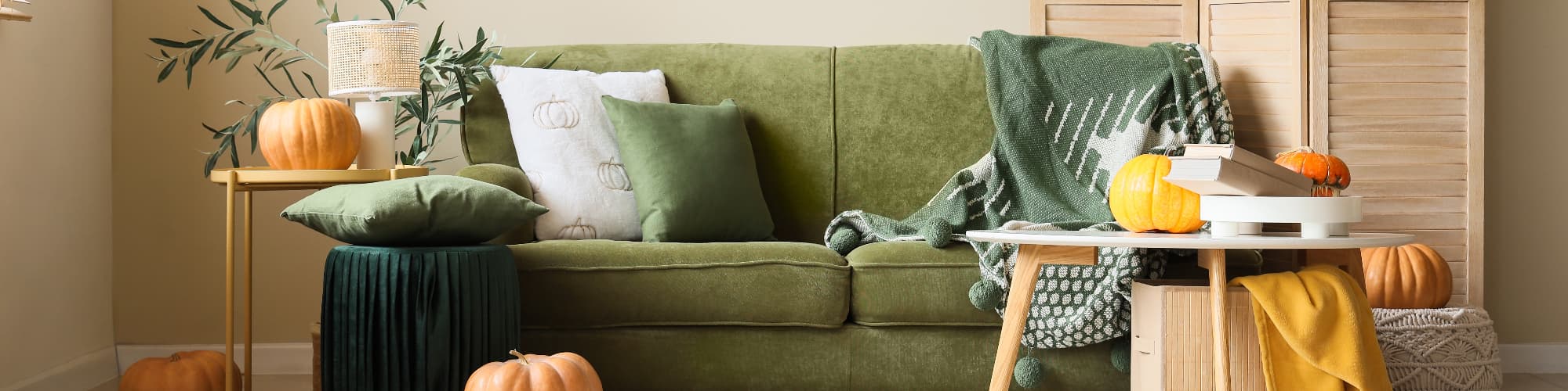 dark green autumnal sofa