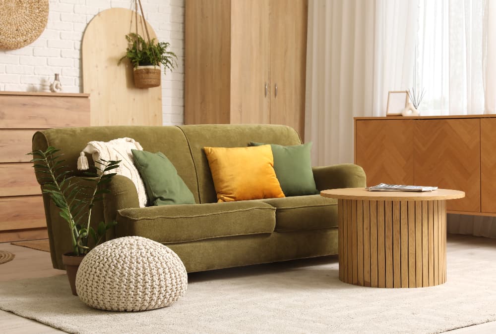 green, rustic sofa