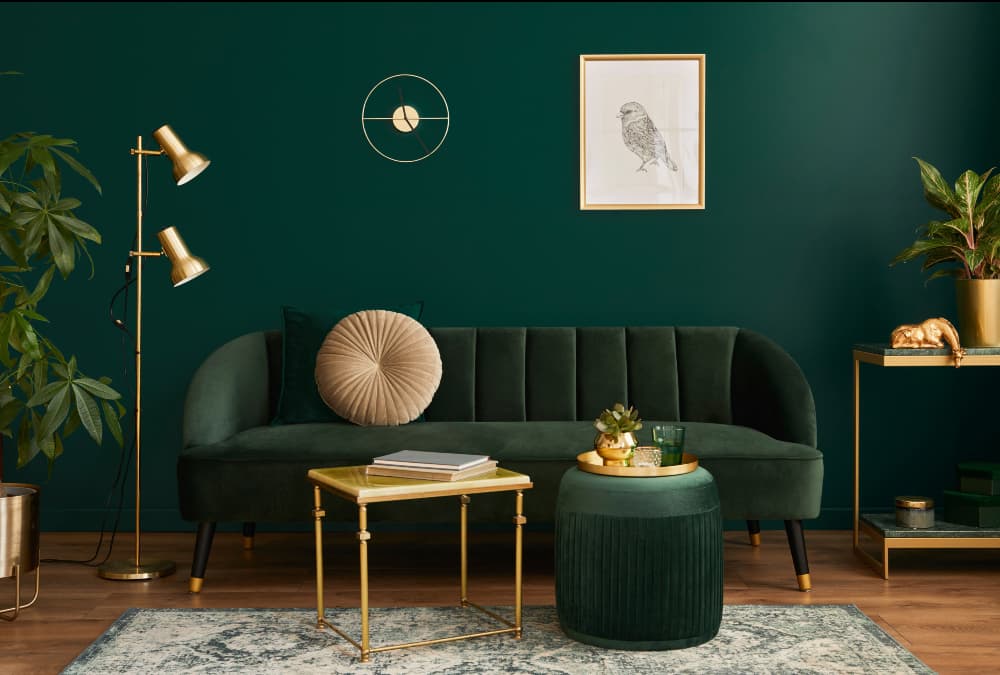 green sofa