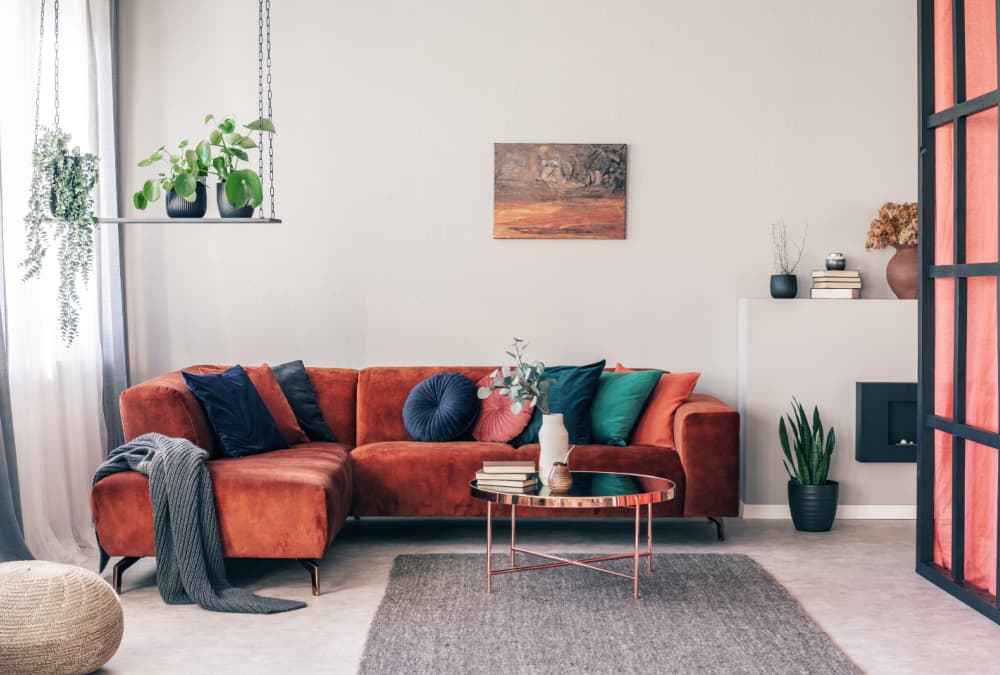 Red fitted corner sofa