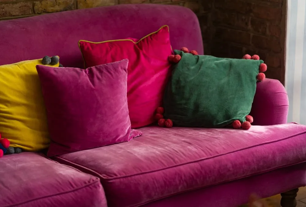 pink velvet sofa cover