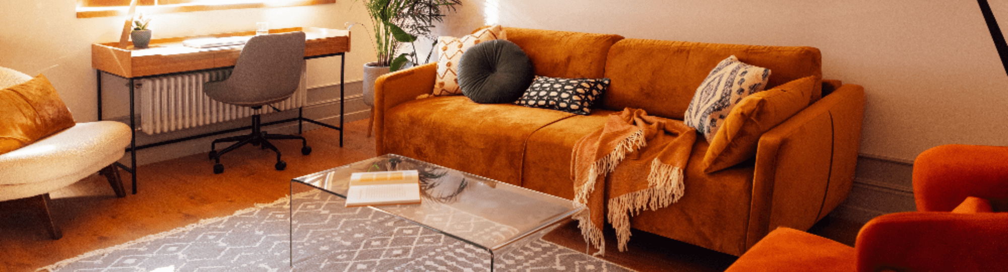 stylish warm colours living room
